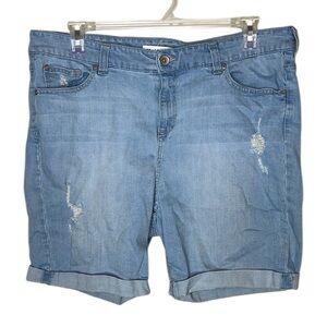 Truth + Theory Cuff Distressed Denim Shorts